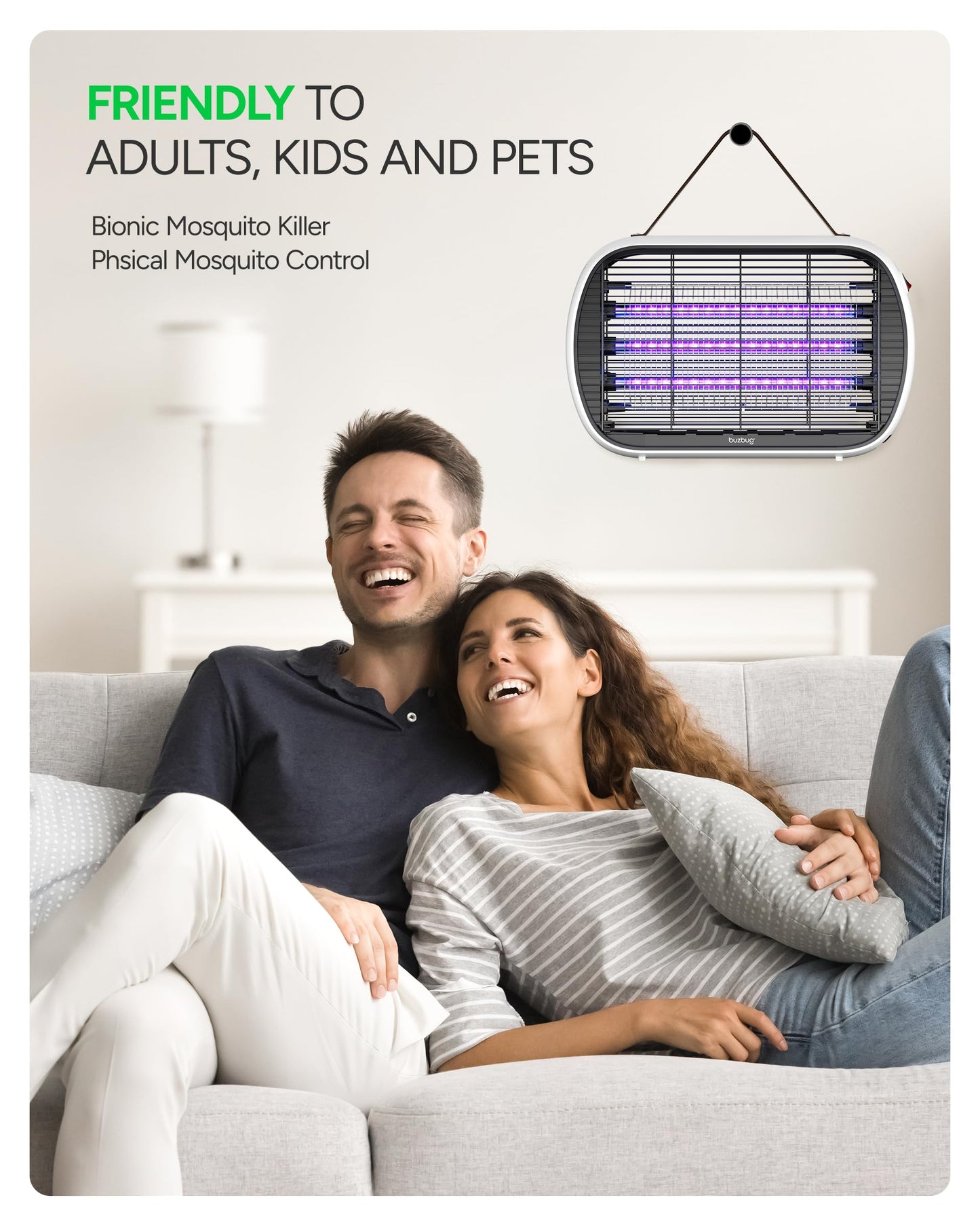 Buzbug Upgraded LED Bug Zapper Indoor, 10 Years Lifespan 3 Lamps Sustainable Less Power, 3800V Powerful Electric Mosquito Zapper, Durable Fly Trap Mosquito Trap, Fly Killer Fly Zapper -MA015PLUS