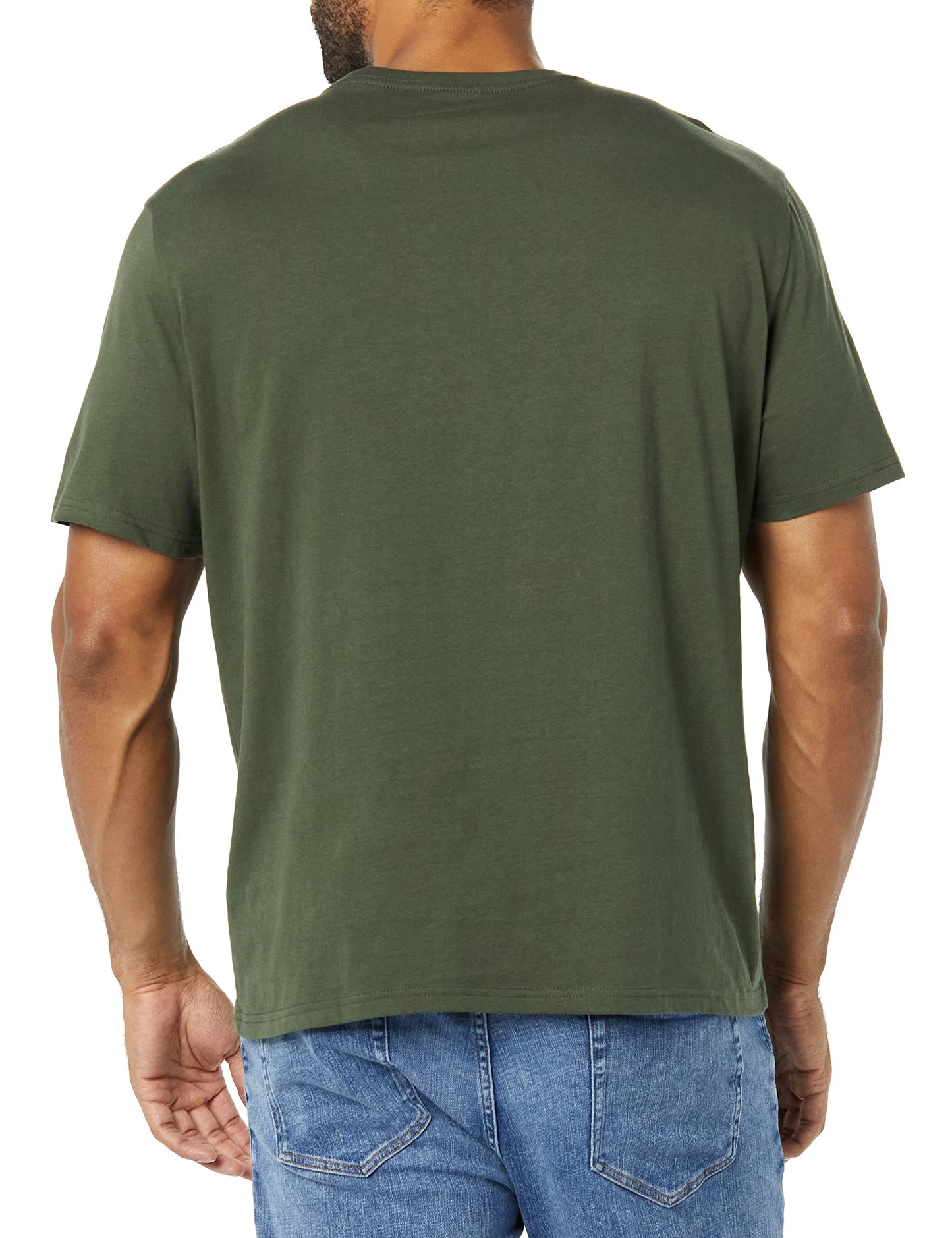 Amazon Essentials Men's T-Shirts, Short-Sleeve Crewneck Pocket, Cotton, 2-Pack, Medium, Black/Olive