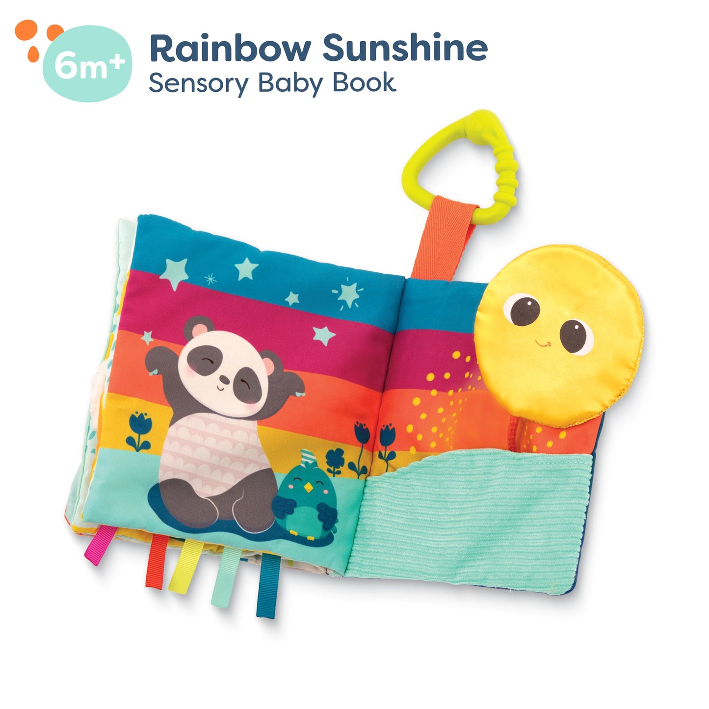 B. toys- B. baby – Interactive Soft Baby Book – Rainbow Sunshine- Baby Developmental toy- Cloth Book for Babies – Sensory Features – 6 Months +
