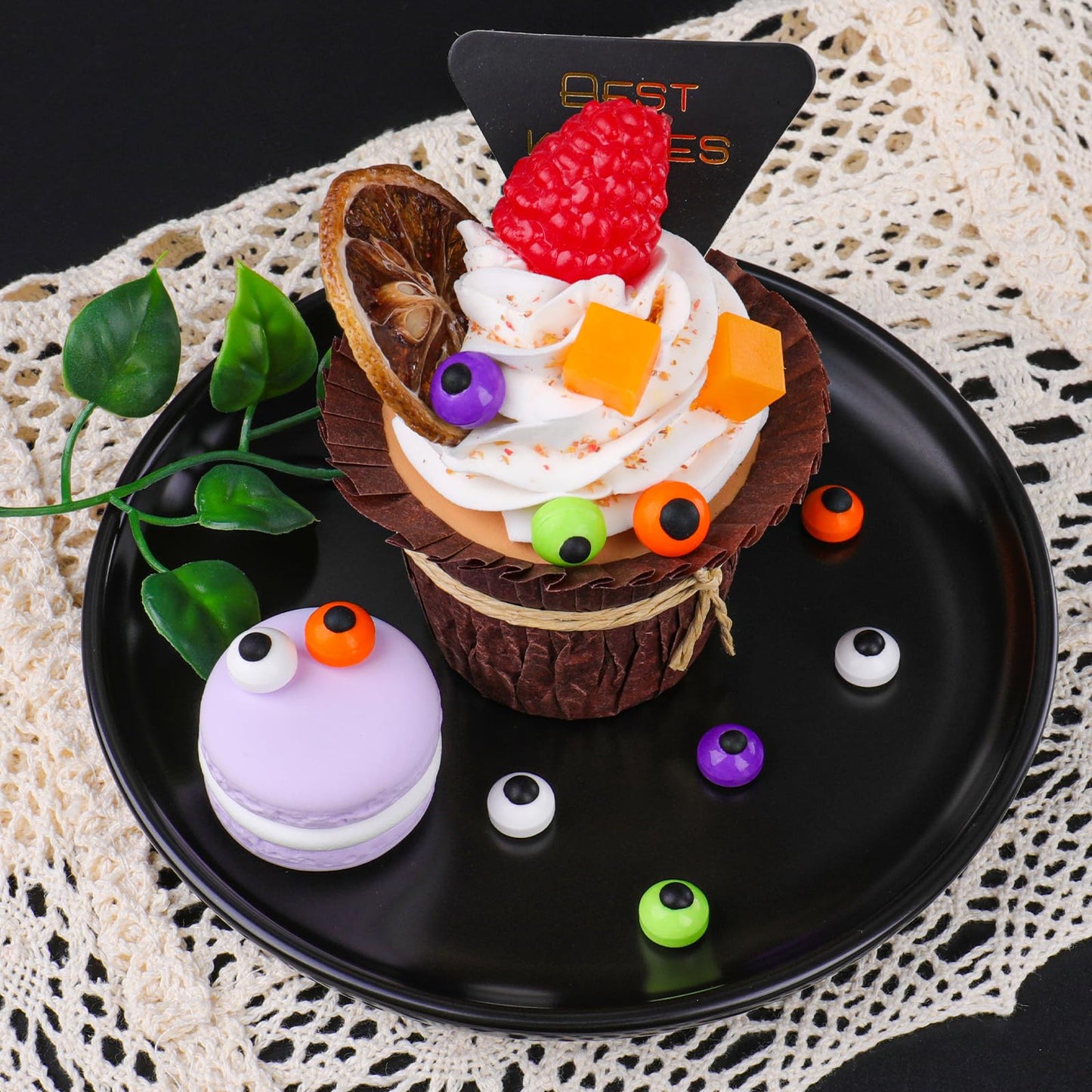 Candy Eyes for Decorating Edible, 1cm White Orange Green Purple Eyeballs Mix, Halloween Sprinkles for Spooky Cake Decorations, Baking, Ice Cream, Cookies, Cupcake Topper, 3.53oz