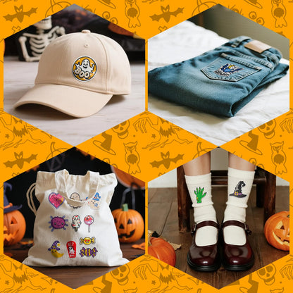 Butie 32 Pcs Halloween Iron On Patches, Spooky Horror Cute Embroidered Iron on Patches for Clothes, Socks, Hats, Jeans, Etc
