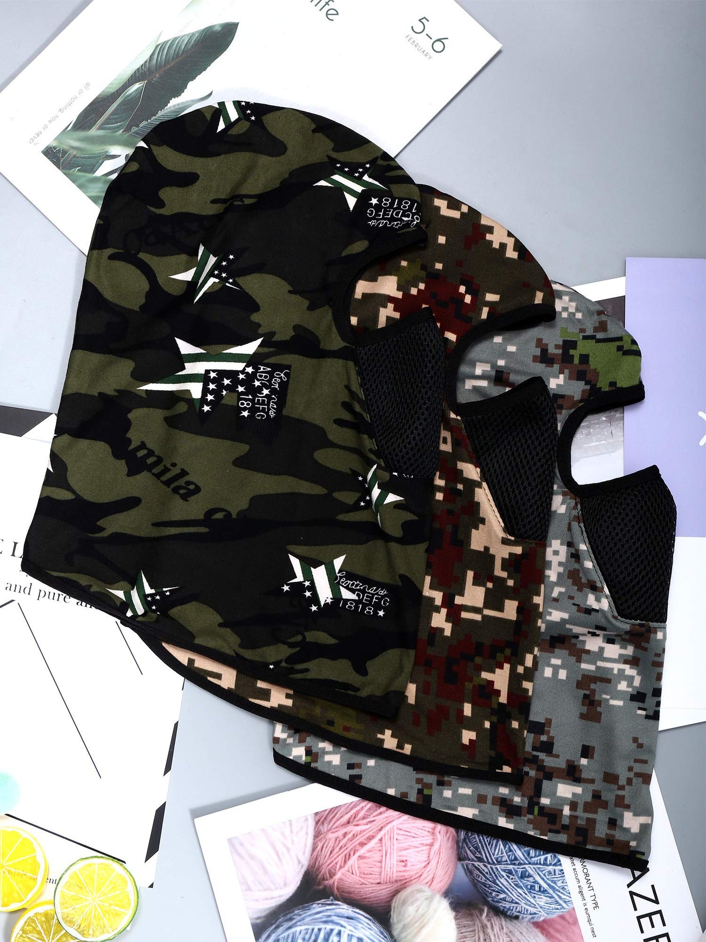 3 Pieces Camo Face Mask Balaclava Ski Mask Breathable Sun Protection Windproof for Men Motorcycle Outdoor Hunting(Mixed Camouflage, Camouflage Blue, Camouflage Navy Green)