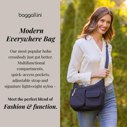 Baggallini Modern Everywhere Bagg - Water-resistant Lightweight Hobo Crossbody Bag for Women - Easy-Access Phone Pocket