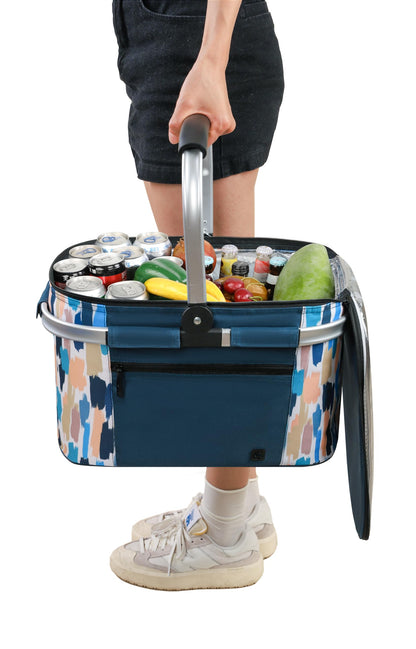 ALLCAMP Insulated Cooler Bag Portable Collapsible Picnic Basket Cooler with Sewn in Frame (Medium Graffiti Pattern)