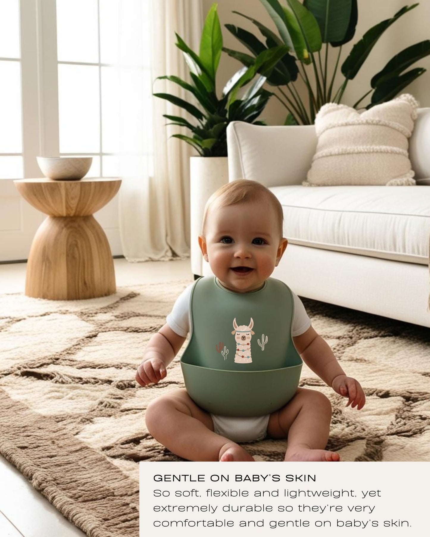 Hippypotamus Silicone Baby Bibs - Soft Waterproof Bibs for Babies & Toddlers (2, Llama)