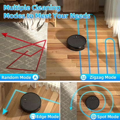 betboyles Robot Vacuum and Mop Combo, Robot Vacuum Cleaner, 6 Cleaning Modes, Large Capacity Water Tank Dustbin, Self-Charging, WiFi/App/Alexa, Ideal for Hard Floor, Carpet, Pet Hair
