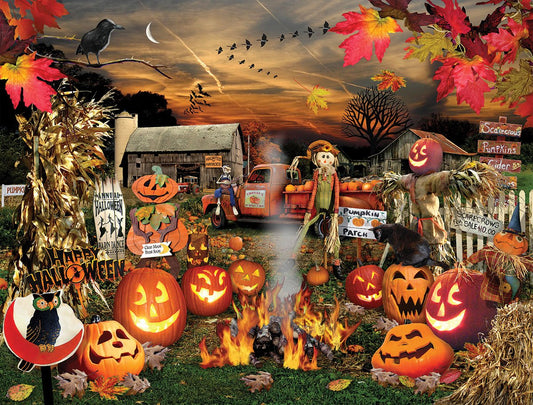 White Mountain Jack O Lanterns Halloween Puzzles 1000 Pieces Pumpkin Puzzle for Fall and Autumn