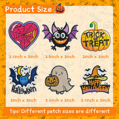 Butie 32 Pcs Halloween Iron On Patches, Spooky Horror Cute Embroidered Iron on Patches for Clothes, Socks, Hats, Jeans, Etc