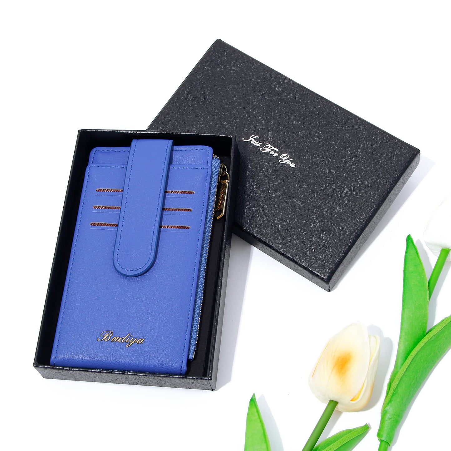 Badiya Slim Wallet for Women RFID Blocking Credit Card Holder Lady Bifold Small Wallets Organizer with Zipper Coin Pocket