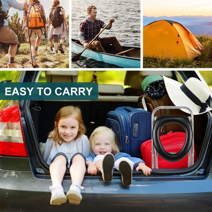 BLIKA Portable Toilet for Camping, 350LBS Stainless Steel Foldable Camp Travel Toilet with Soft Seat for Adults, Portable Potty for Camping, RV Travel, Road Trips