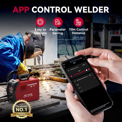 ARCCAPTAIN iControl MIG145 Pro 145A Flux Core MIG Welder 120V Welding Machine Gasless MIG Welder Flux MIG/MMA Stick/Lift TIG, 3 in 1 Welder Machine with Synergy, Portable Welder, APP Control