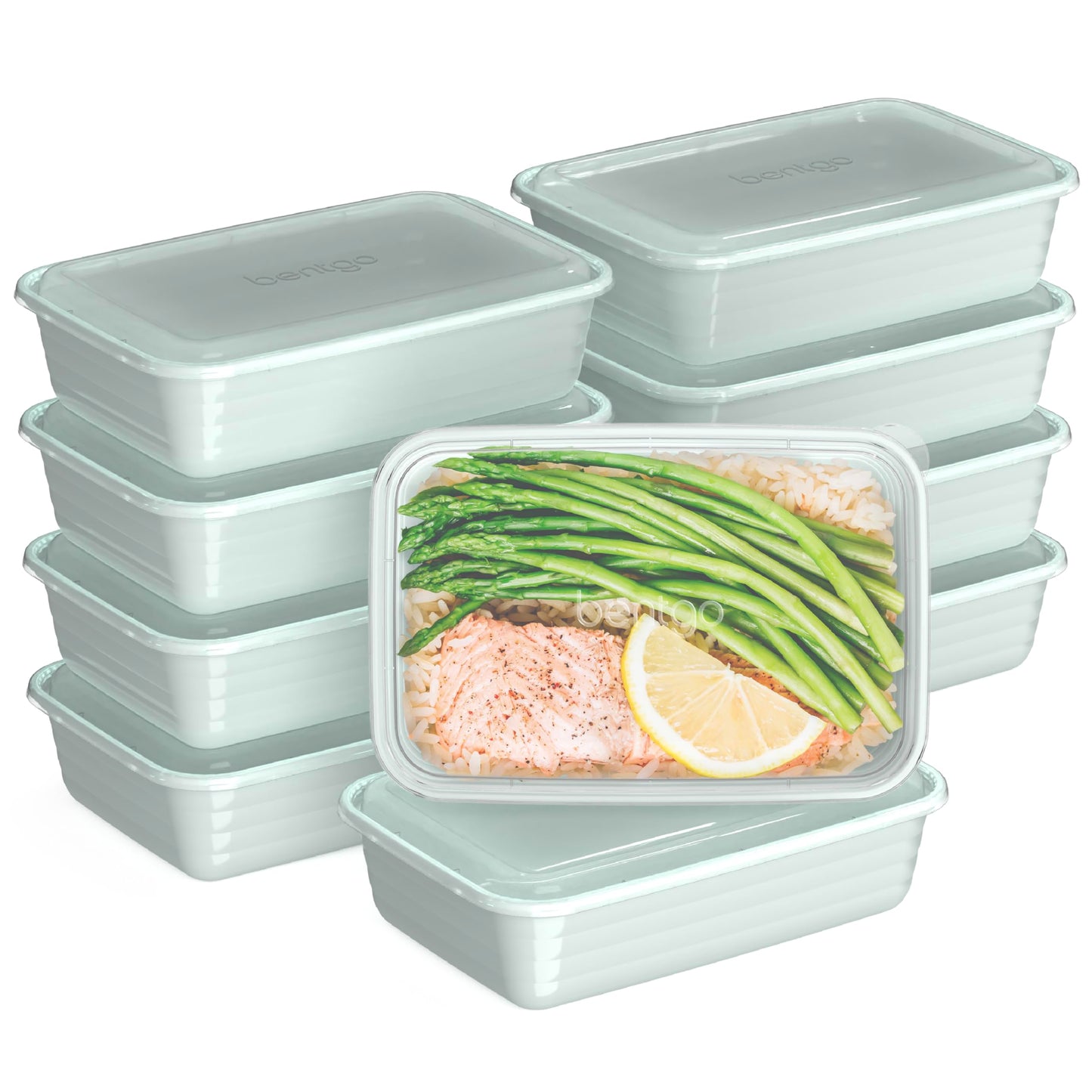 Bentgo Prep - 20-Piece 1-Compartment Reusable Meal Prep Containers with Lids, PFAS & BPA Free Materials, Durable, Microwave, Freezer, & Dishwasher Safe To Go Food Storage (Mint)