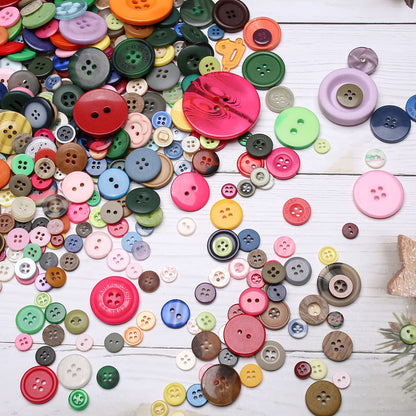 About 330 Resin Buttons of Various Specifications, Handmade, Sewing DIY Handicraft Buttons, Hand-Painted Decorative Buttons Multicolor Series
