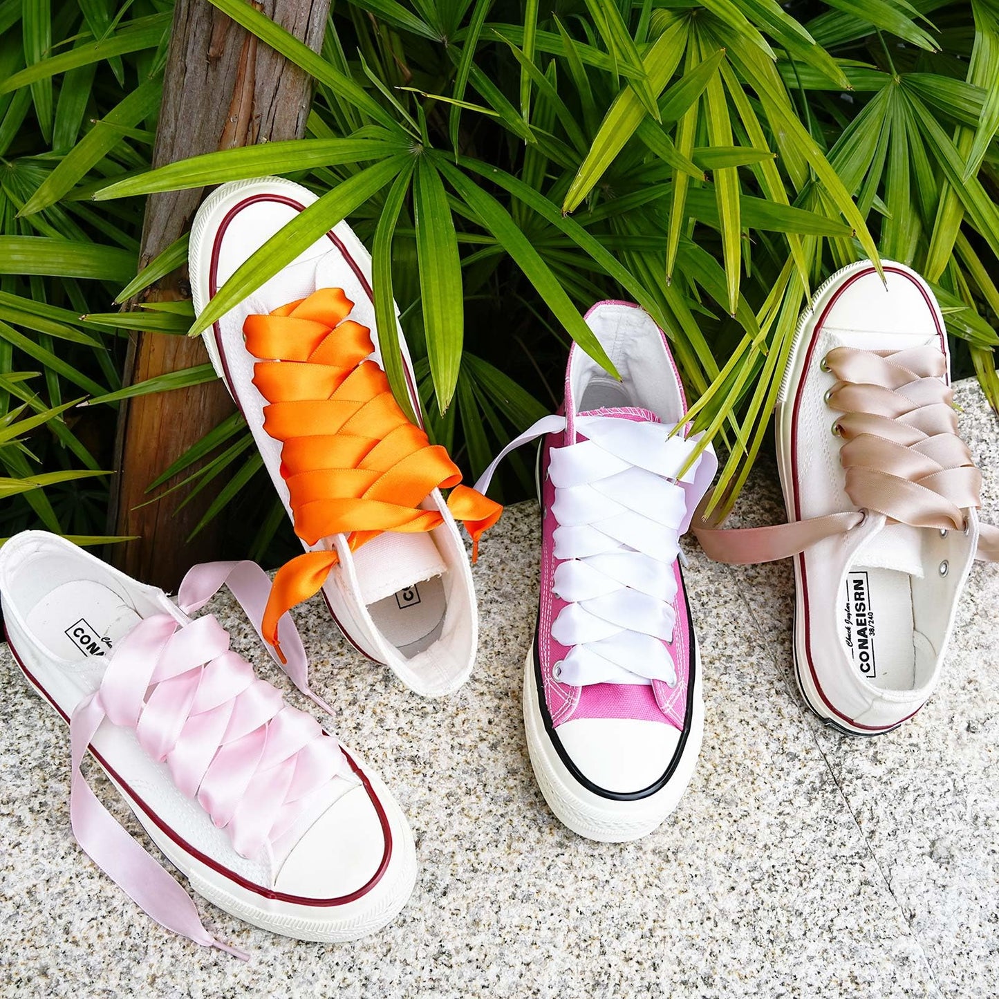 Booyckiy Flat Colorful Satin Ribbon Shoelaces 3/4" Wide Shoe Laces for Women Girls, Black 47inch (120) cm