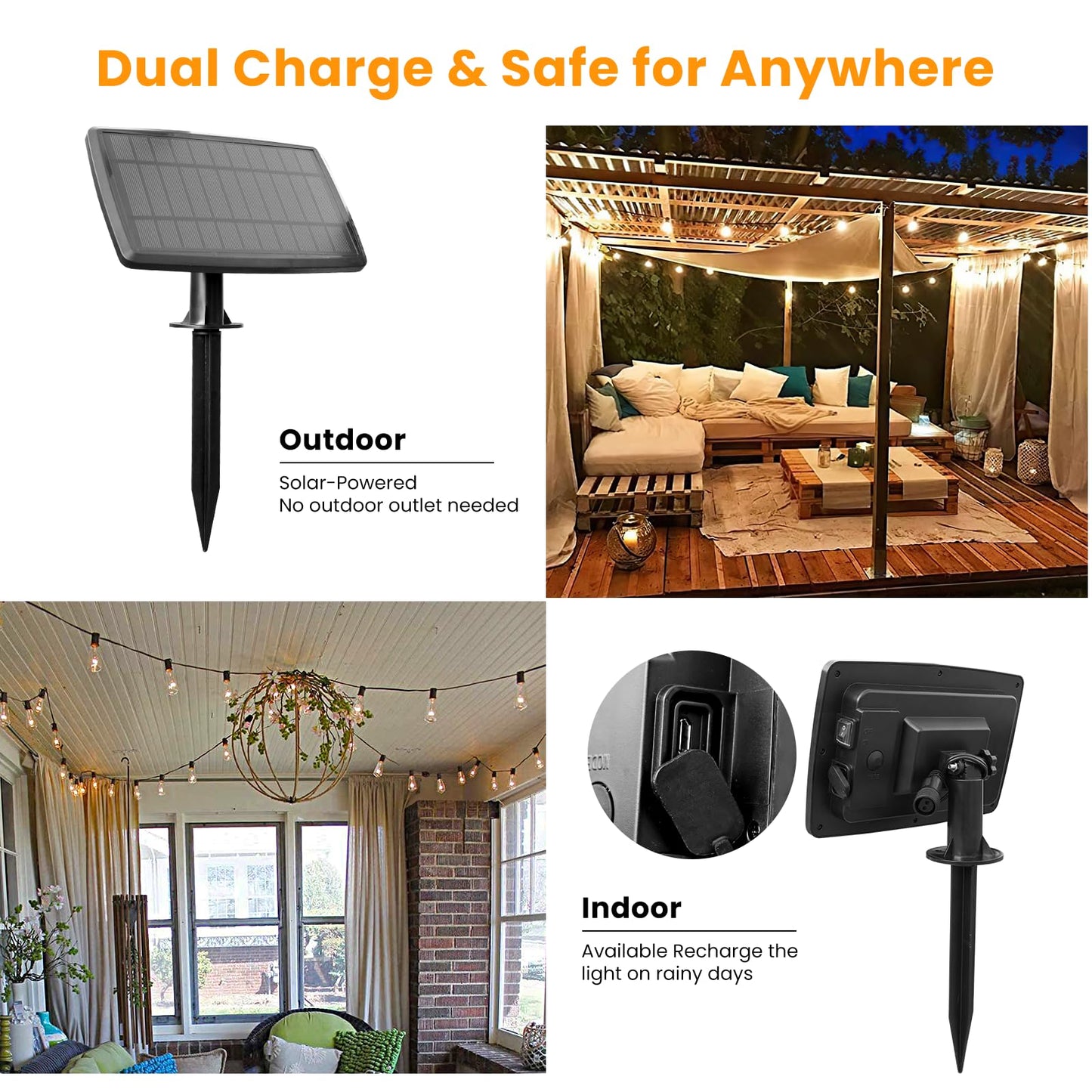 Bdrofn 100FT Solar String Lights Outdoor Waterproof, Solar Patio Lights with Remote Control & 30+2 Dimmable ST38 Edison Bulbs Shatterproof,Solar Powered String Lights for Outside Garden Backyard