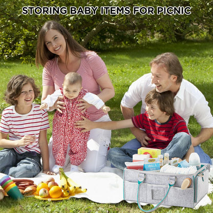 HBlife Baby Diaper Caddy Organizer, Nursery Storage Bin, 16" x 10" x 7" Large Portable Basket Shower Gift Newborn Essentials Baby Registry Must Haves Items-Green