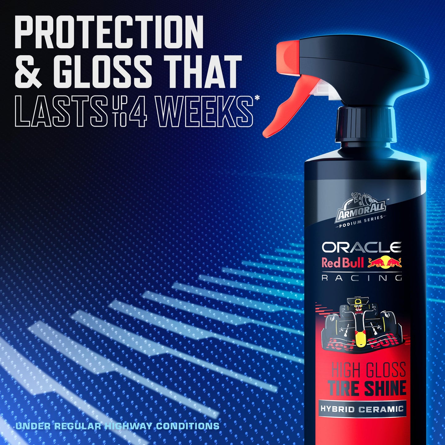 Armor All Podium Series Hybrid Ceramic High Gloss Tire Shine Spray, 16 fl oz, Long-Lasting Car Tire Shine Developed in Collaboration With Oracle Red Bull Racing