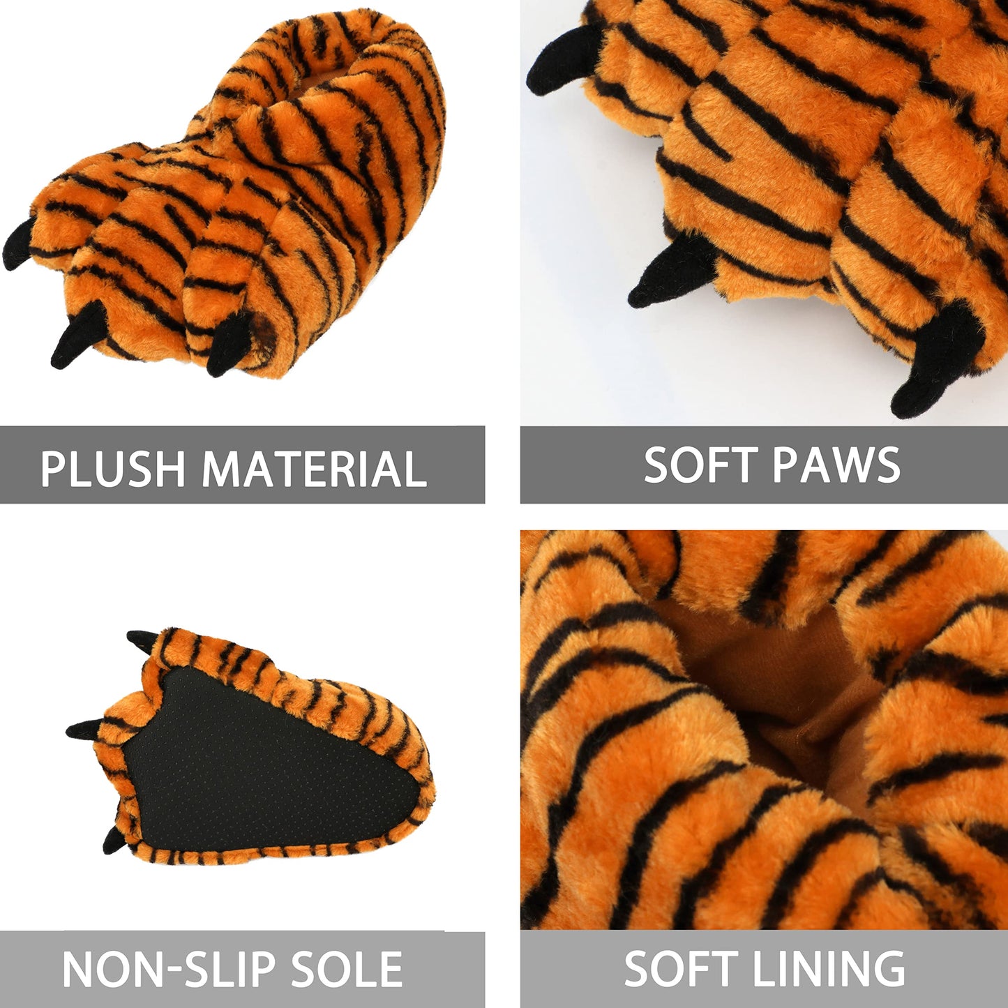 Aopuro Women Plush Animal Paw Slippers - Funny Novelty Bear Claw Plush Slippers with Memory Foam for Gifts, Halloween & Christmas