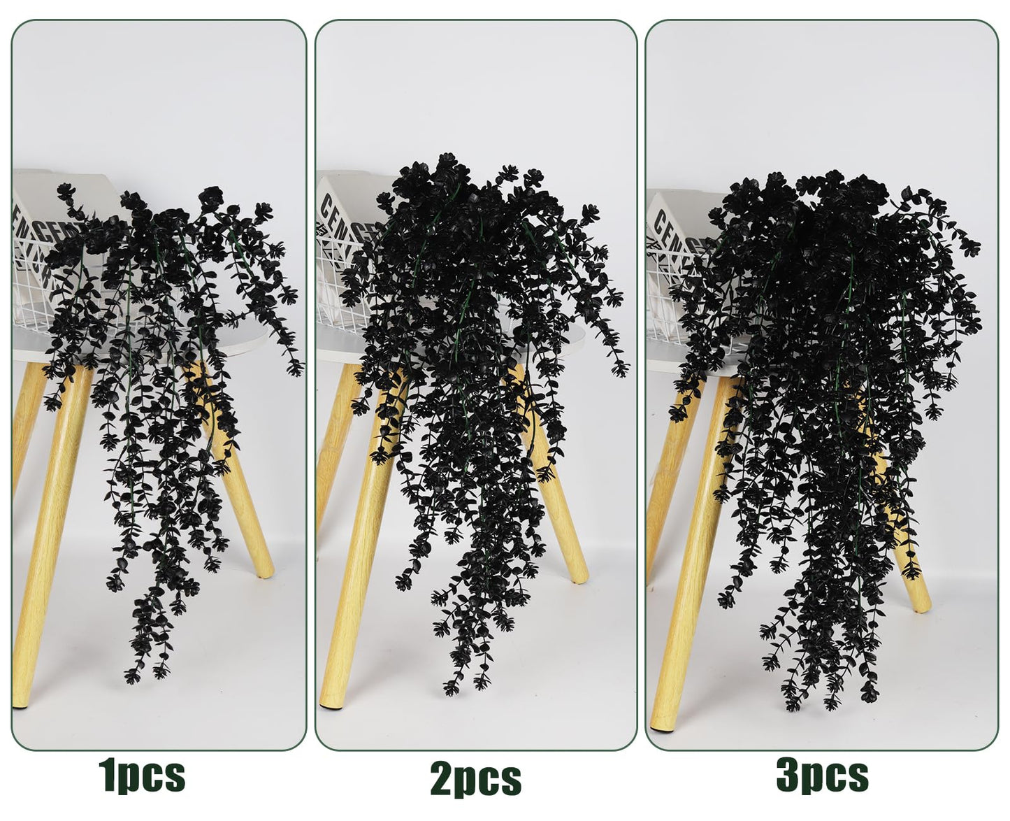 Black Hanging Flowers Faux Hanging Plants Black Artificial Hanging Plant Fake Greenery Faux UV Resistant Hanging Vines Plant for Indoor Outdoor Wedding Halloween Party Fall Wall Room Door Decor