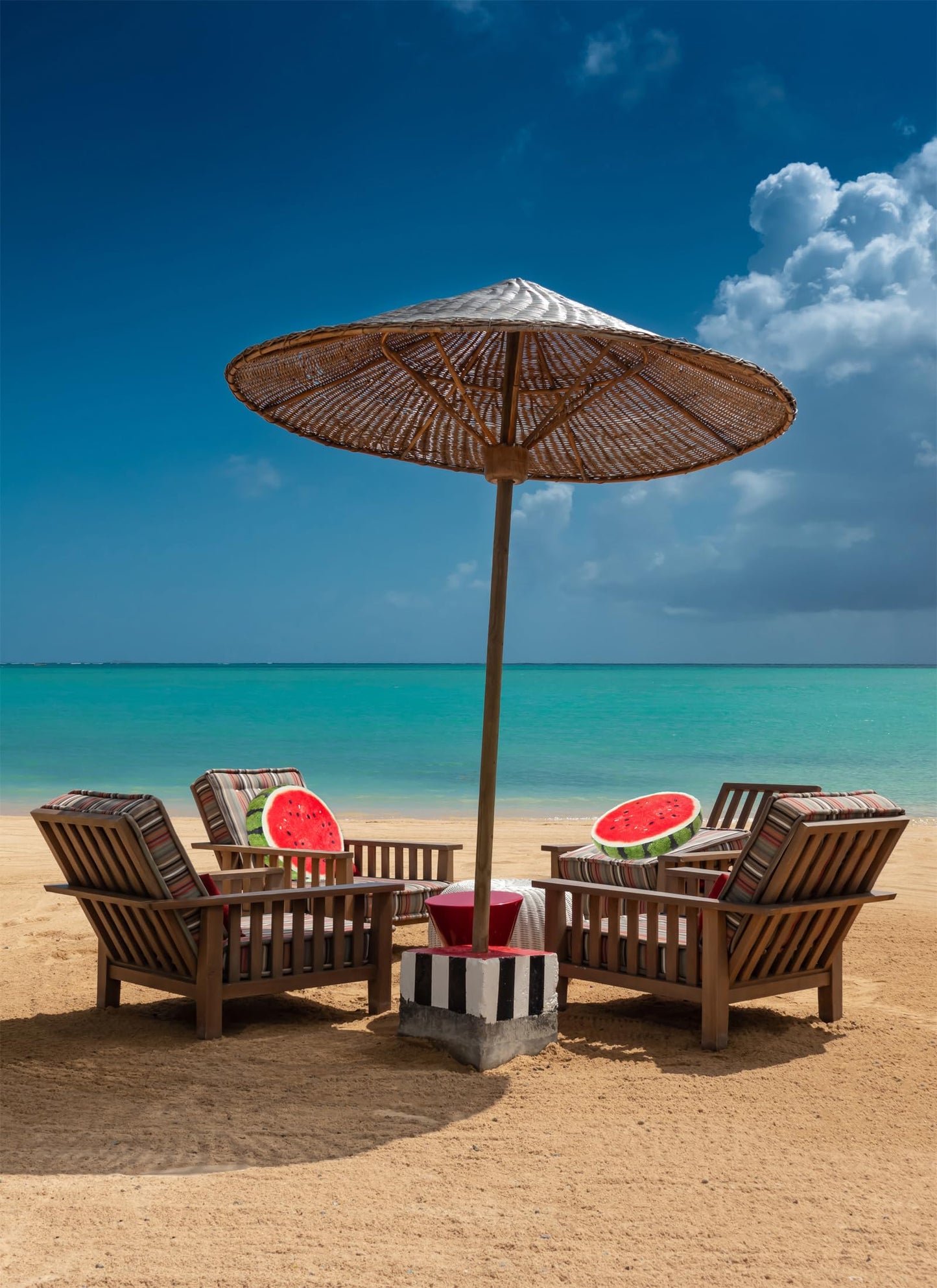 HYSEAS Round Throw Pillows 14 Inch Watermelon, 3D Print Decorative Plush Funny Fruit Stuffed Cushions Toy Seat Pad for Couch, Chair, Floor, Sofa, 2 Pack