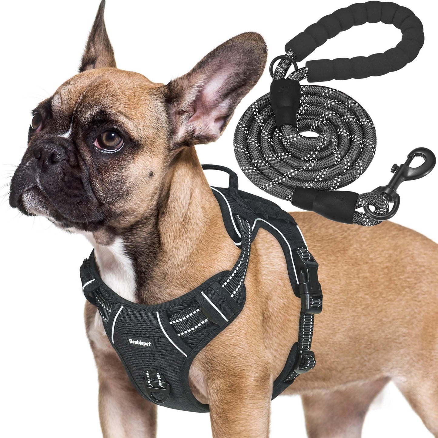 Beebiepet Heavy Duty Tactical Dog Harness for Medium Dogs, No Pull Adjustable Pet Harness Reflective Service Training Easy Control Pet Vest Military K9 Working Dog Harnesses- Medium, Black