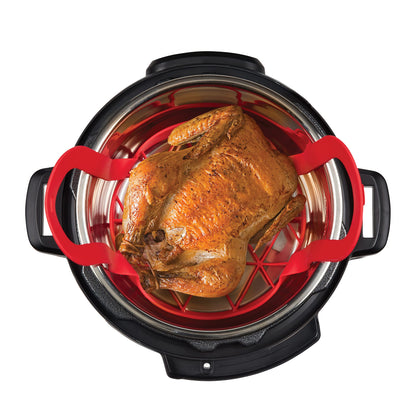 Instant Pot Official Silicone Bakeware Sling - Multi-Use, Heat-Resistant, BPA-Free, Compatible with 6-Quart and 8-Quart Cookers, Red - Ideal for Lifting, Roasting, and Healthier Cooking