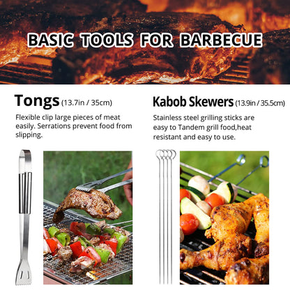 BBQ Utensil Set Stainless Steel Professional Barbecue Accessories Grill Tool with Bag Easy to Carry