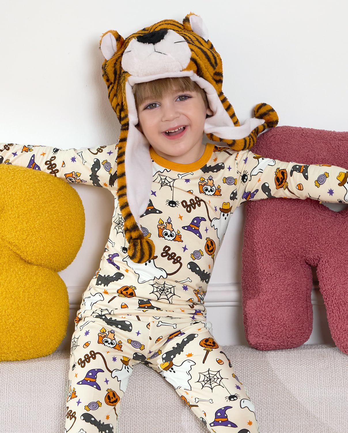 Bamboo Viscose Toddler Halloween Pajamas Boys Girls Kids Baby 2pcs Long-Sleeve Pyjamas Set 4-5T Snug fit Sleepwear Pjs