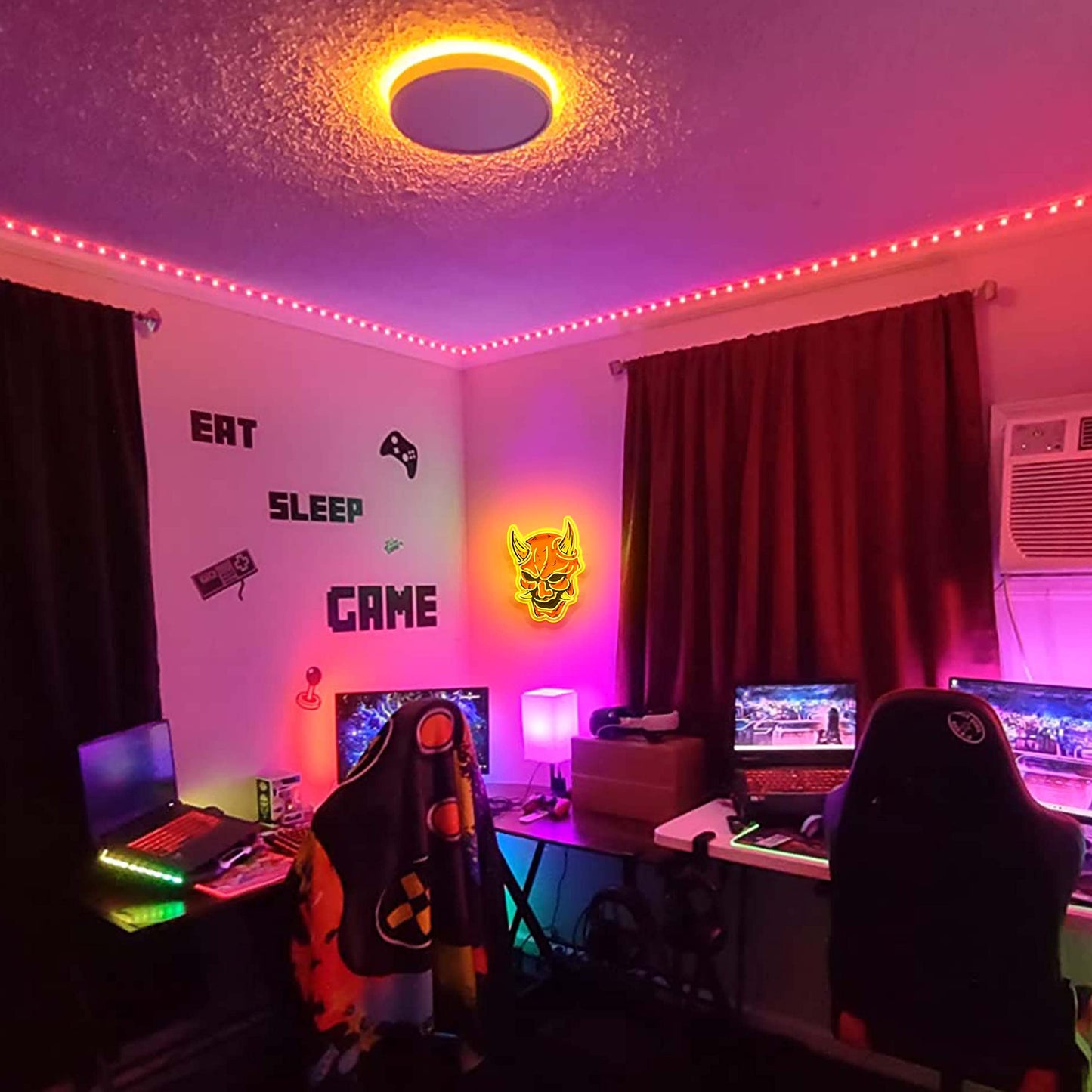 Hannya Mask Neon Sign for Game Room, Tattoo Shop, Tattoo Studio Decor LED Anime Neon Light Cool Room Accessory Japanese Demon Evil Spirit Hannya Sign