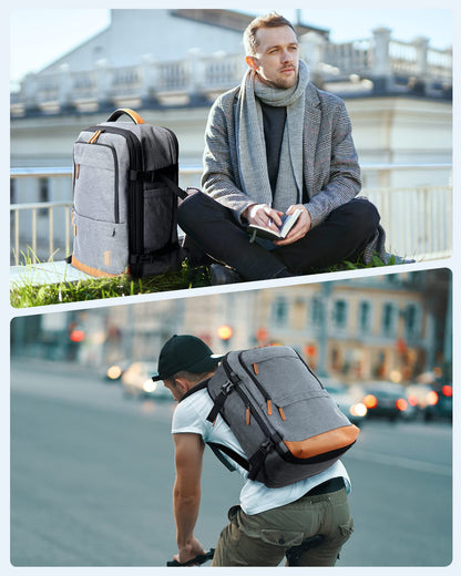 BAGSMART Compression Travel Backpack, 40L Expandable Airline Approved Carry On Backpack with Packing Cubes, Water Resistant Weekender Backpack Fits 17 Inch laptop, Luggage Daypack with Shoe Bag, Grey