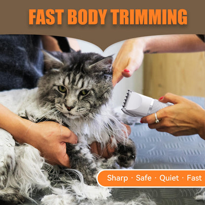 Bautrium Cat Grooming Clippers Kit with Paw Trimmer, 3 in 1 Electric Pet Hair Trimmer Supplies for Thick Matted Hair, Heavy Coat Butt Shaver Cat Razor Fur Trimmer for Dogs at Home