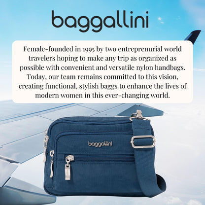 Baggallini Triple Zip Crossbody Bag for Women - Convertible Crossbody Fanny Pack Belt Bag - Lightweight Water-Resistant