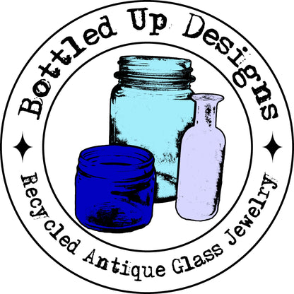 Bottled Up Designs Handmade Vintage Necklace, Recycled 1960's Glass, Sterling Silver, Eco Friendly, Made in USA, Birthday Gifts, Mothers Day, Women, Anniversary (Cobalt Skin Cream Jar)