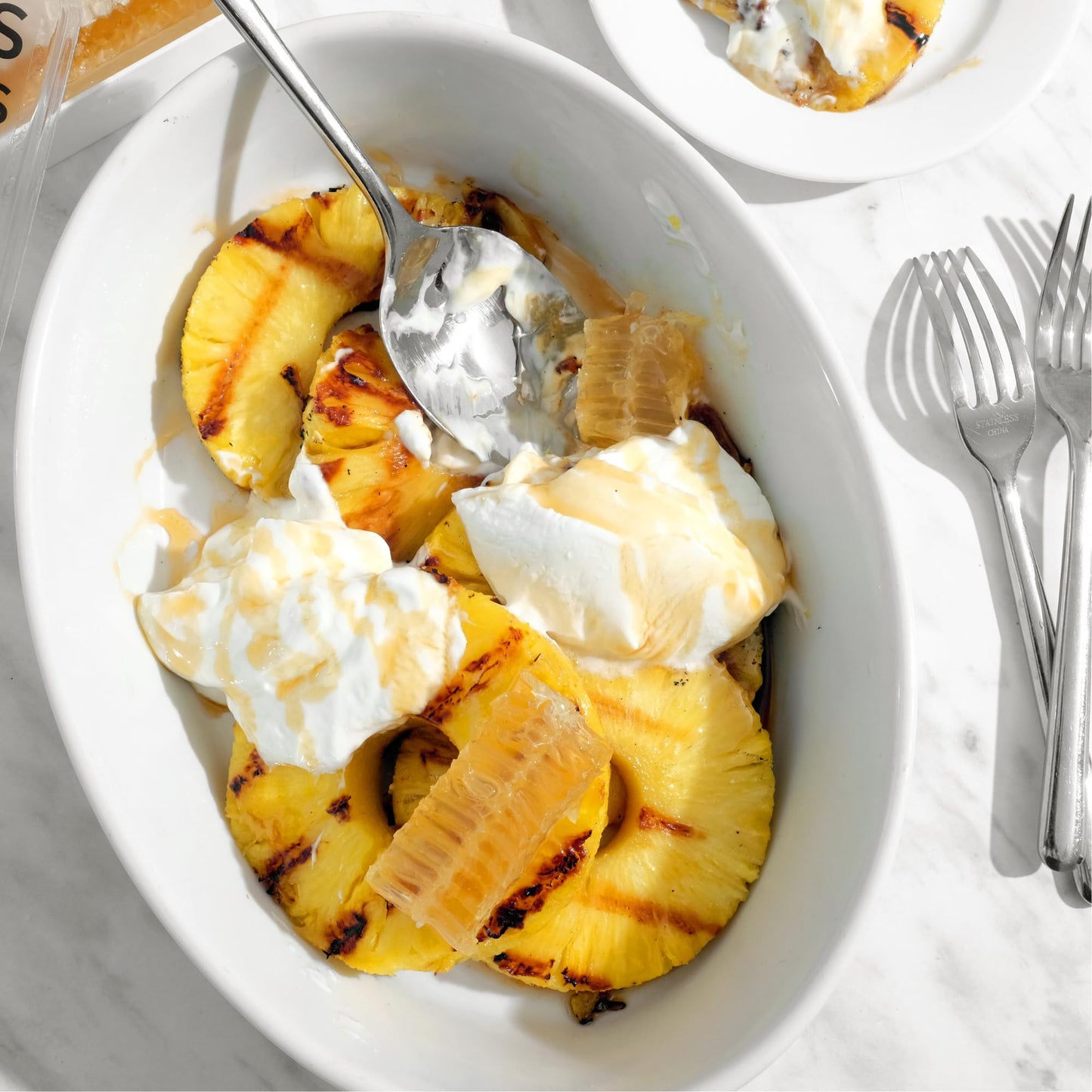 Bees Knees Raw Honeycomb, 100% Edible, All-Natural Gourmet Honeycomb in Double Sealed Packaging, Acacia Honey Comb with Sweet, Light Flavor, Foodie Gifts, Tea Gifts, Unique Gift Ideas (7 oz)