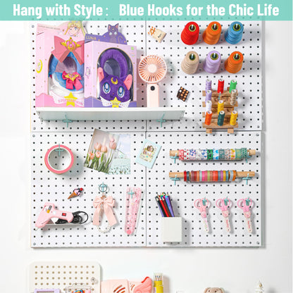 HUHOLE Pegboard Hooks 6 Inch 50PC, Blue Peg Board Hooks, Fit 1/4" or 1/8" Pegboard, Ideal Peg Board Organizer Accessories for Garage Tool Organization, Wall Storage (Blue, 6 Inch)