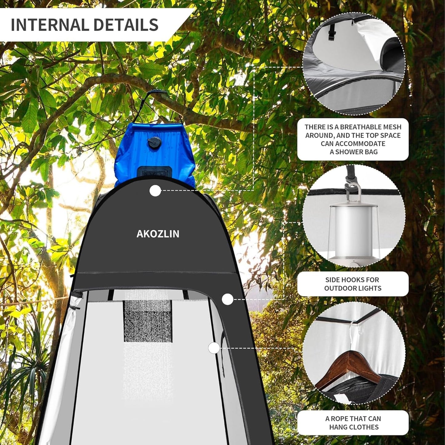 AKOZLIN Portable Pop Up Shower Tent Instant Privacy Dressing Changing Shelter Outdoor Shower Room Camp Toilet Tent