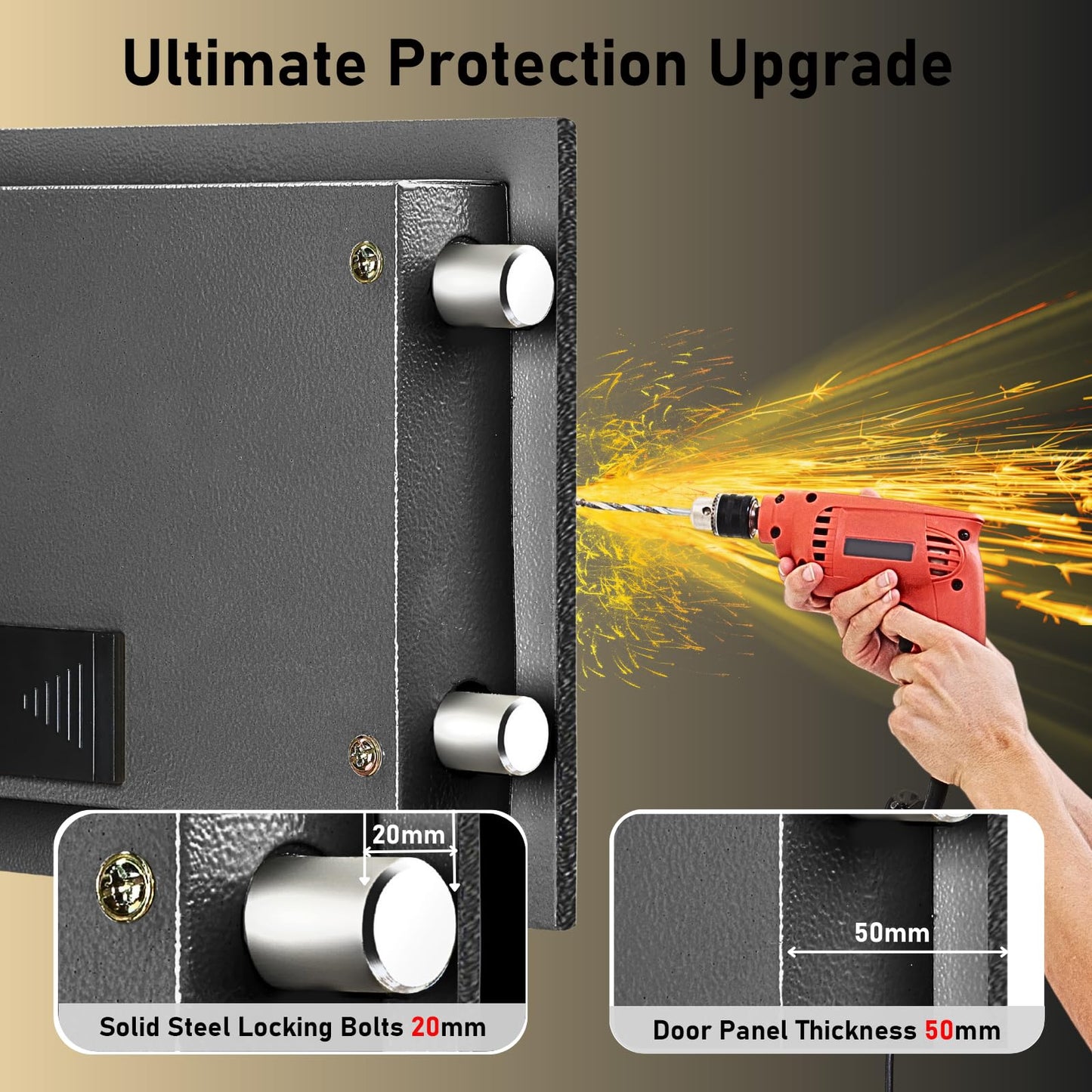 ISLANDSAFE Home Safe Box, Digital Small Personal Safes, caja fuerte, Security Money Closet Electronic Lock Box with Keypad for Pistol Cash Jewelry, Document, Hotel, Dorm, Office (0.8cuft Black)