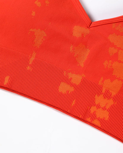 AUROLA Serpent Seamless Sports Bras for Women,Backless Padded Strappy Workout Gym Yoga Crop Tops,Halloween Orange,S