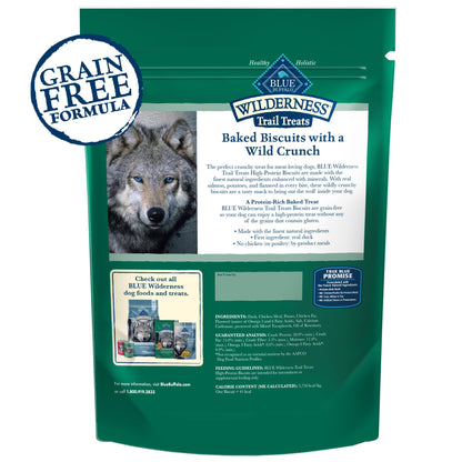 Blue Buffalo Wilderness Trail Treats High Protein Grain Free Dog Biscuits Crunchy Dog Treats, Duck Recipe, 10-oz Bag