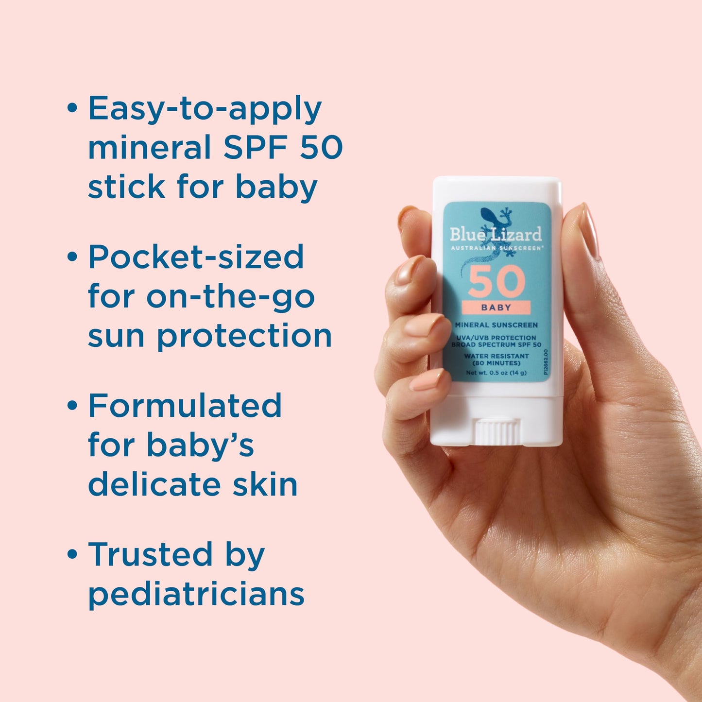 Blue Lizard BABY Mineral Sunscreen Stick with Zinc Oxide, SPF 50+, Water Resistant, UVA/UVB Protection - Easy to apply, Fragrance Free, .5 oz