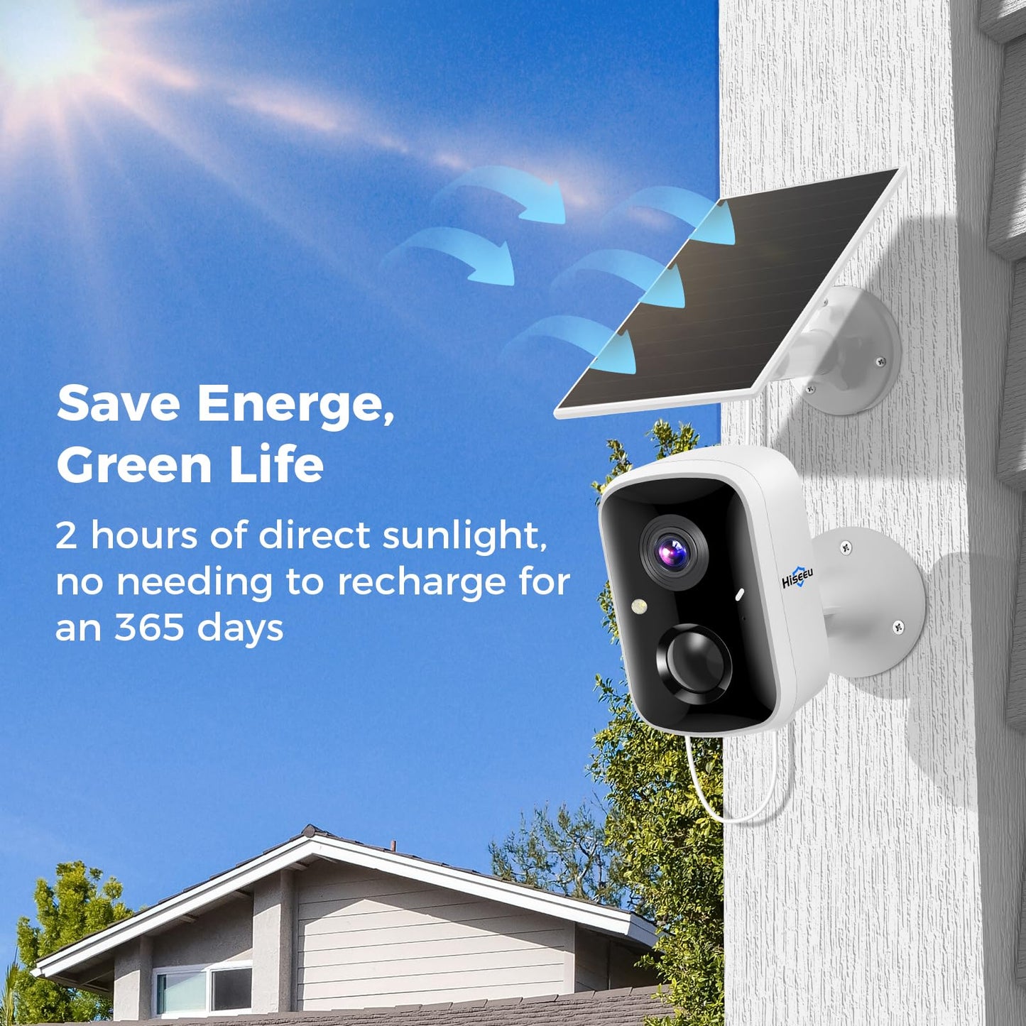 Hiseeu Solar Security Cameras Wireless Outdoor 2 Pack, Battery Powered 3K 4MP wifi Cameras for Home Surveillance, PIR/AI Motion Detection, Waterproof, Color Night Vision, 2-Way Audio, Cloud/SD Storage