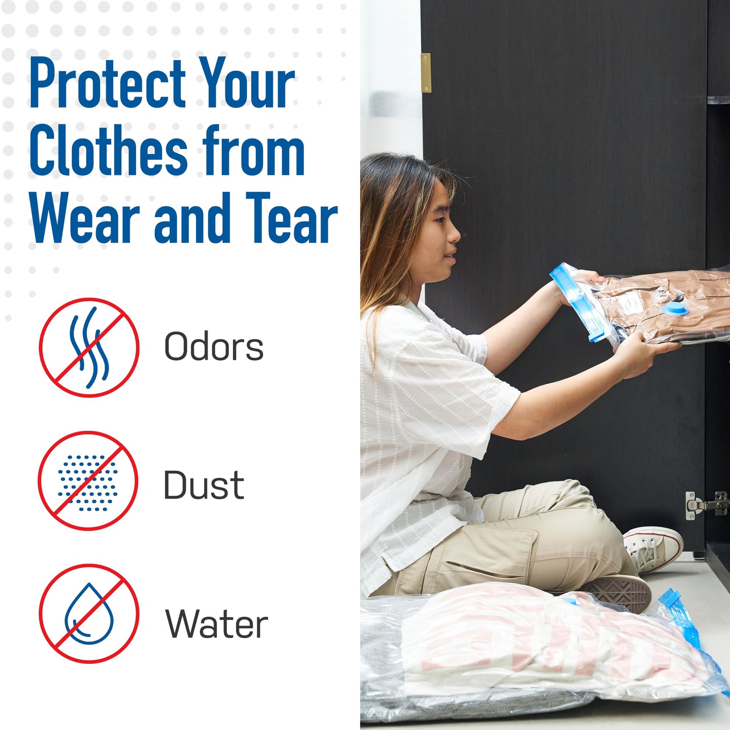 6 Pack Jumbo Vacuum Storage Bags for Comforters, Blankets & Clothes – Jumbo Vacuum Sealed Compression Bags with Hand Pump – Space Saver Storage Bags for Bedding, Moving, Travel & Organization