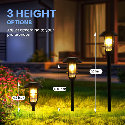 HMDecor Solar Garden Lights Outdoor,8 Pack Bright Solar Lights Outdoor Waterproof, Solar Powered Outdoor Decor for Yard, Pathway,Patio,Walkway,Driveway