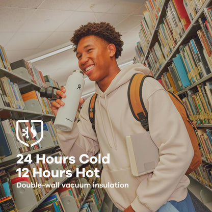 Hydro Flask Water Bottle - Insulated Stainless Steel - Non Spill, Leakproof in 21 Oz Black