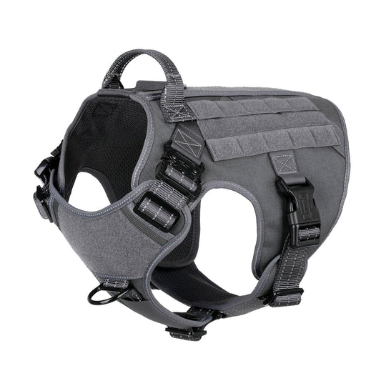 ICEFANG Tactical Dog Harness,Large Size, 2X Metal Buckle,Working Dog MOLLE Vest with Handle,No Pulling Front Leash Clip,Hook and Loop Panel