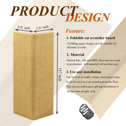 Hutpet 2Pcs Packing Foldable Cat Scratcher Board,Sofa Wall Corner Cat Scratching Pads, Horizontal Cats Scratcher Guards for Furniture Wall Cat Scratchers for Indoor Cats