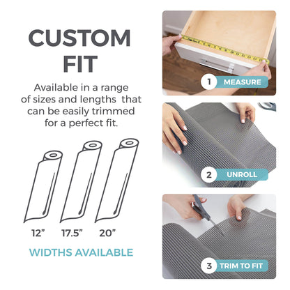 HOME GENIE Shelf Drawer and Cabinet Liner, Durable with Strong Grip, 12 in x 20 FT, Non Adhesive Liners Protect Kitchen Cabinets and Cupboard, Bathroom Drawers and Shelves, Desks, Dots Gray White