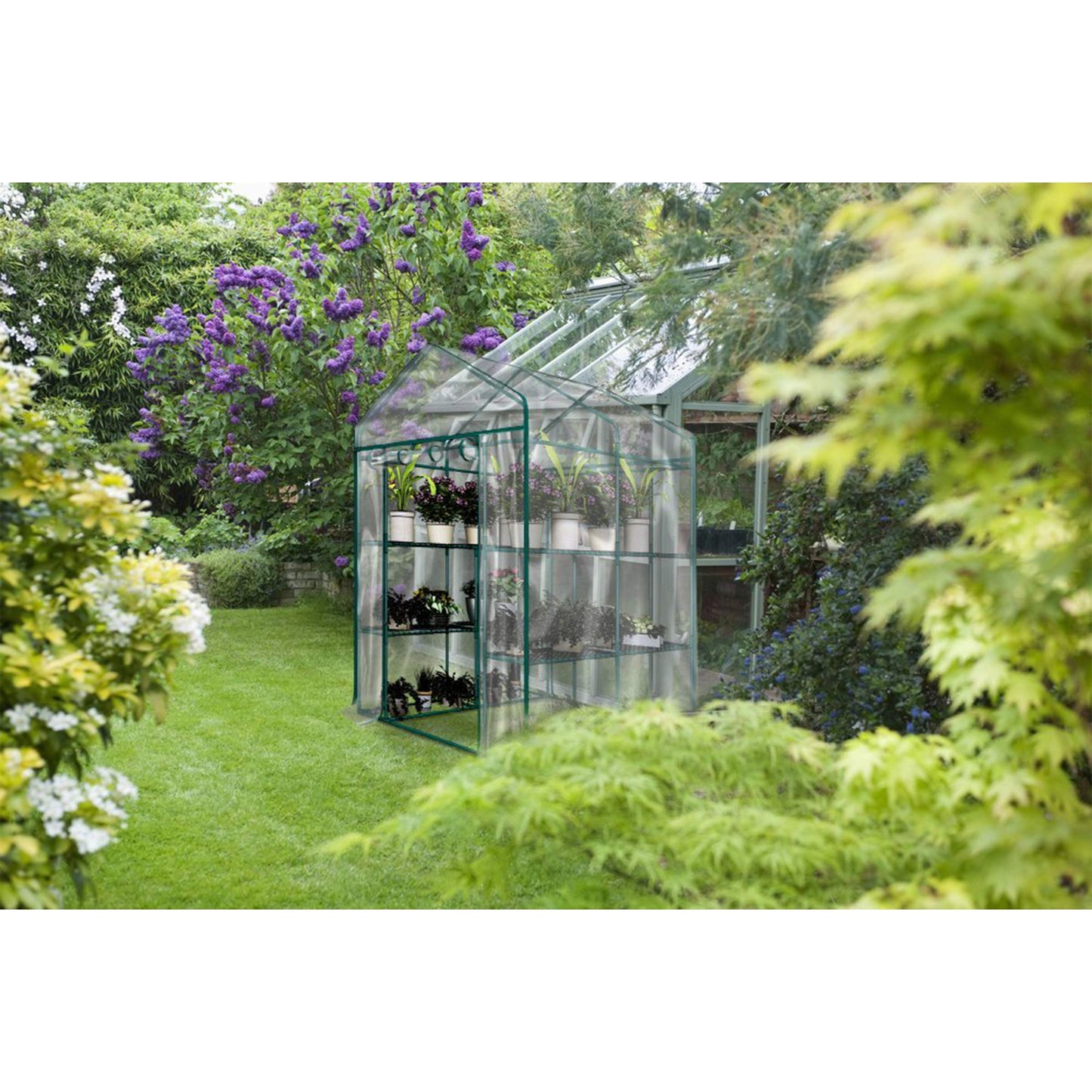 Home-Complete 514537FXW Walk-in Greenhouse-Indoor Outdoor with 8 Sturdy Shelves-Grow Plants, Seedlings, Herbs, or Flowers in Any Season-Gardening Rack, Green