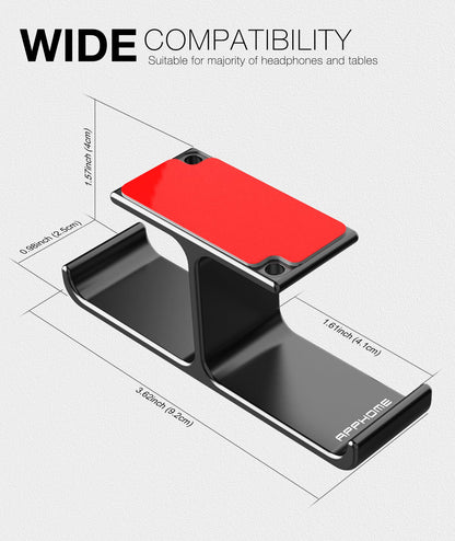 APPHOME Headphone Hanger Stand Under Desk Hook Aluminum Stick-On Adhesive Dual Headsets Holder Mount PC Gaming Accessories for All Headphones