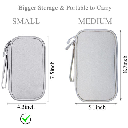 Bevegekos Electronics Accessories Organizer Pouch Bag, Designed for Power Adapter/Charger/Cables/Mouse, for Travel (Light Grey)